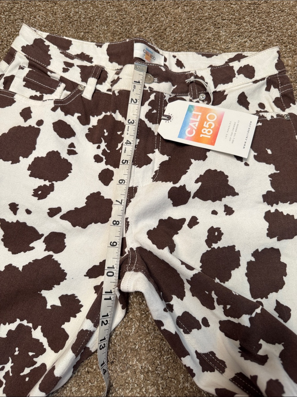 Cali 1850 Brown and White Cow Print Wide Leg Pants western SZ 9 NEW - Picture 4 of 9